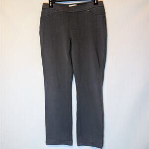Susan Graver Knit Jeggings Tonal Stitching Size Petite Small Gray Pants Pull On
